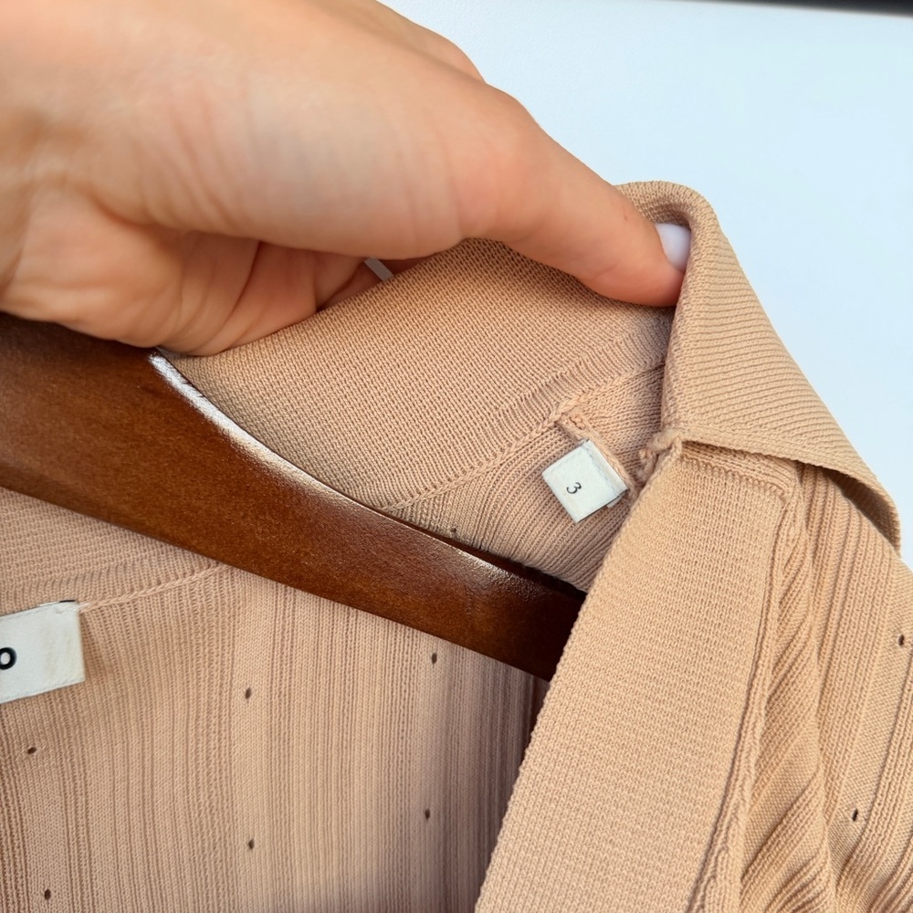 Sandro Tan Ribbed Button-Up Blazer Jacket - Picture 6 of 6